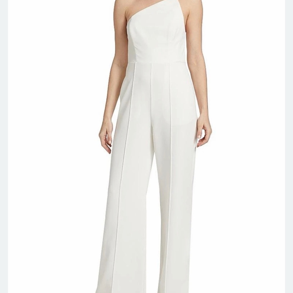 Milly Off-White One-Shoulder Jumpsuit in Ecru